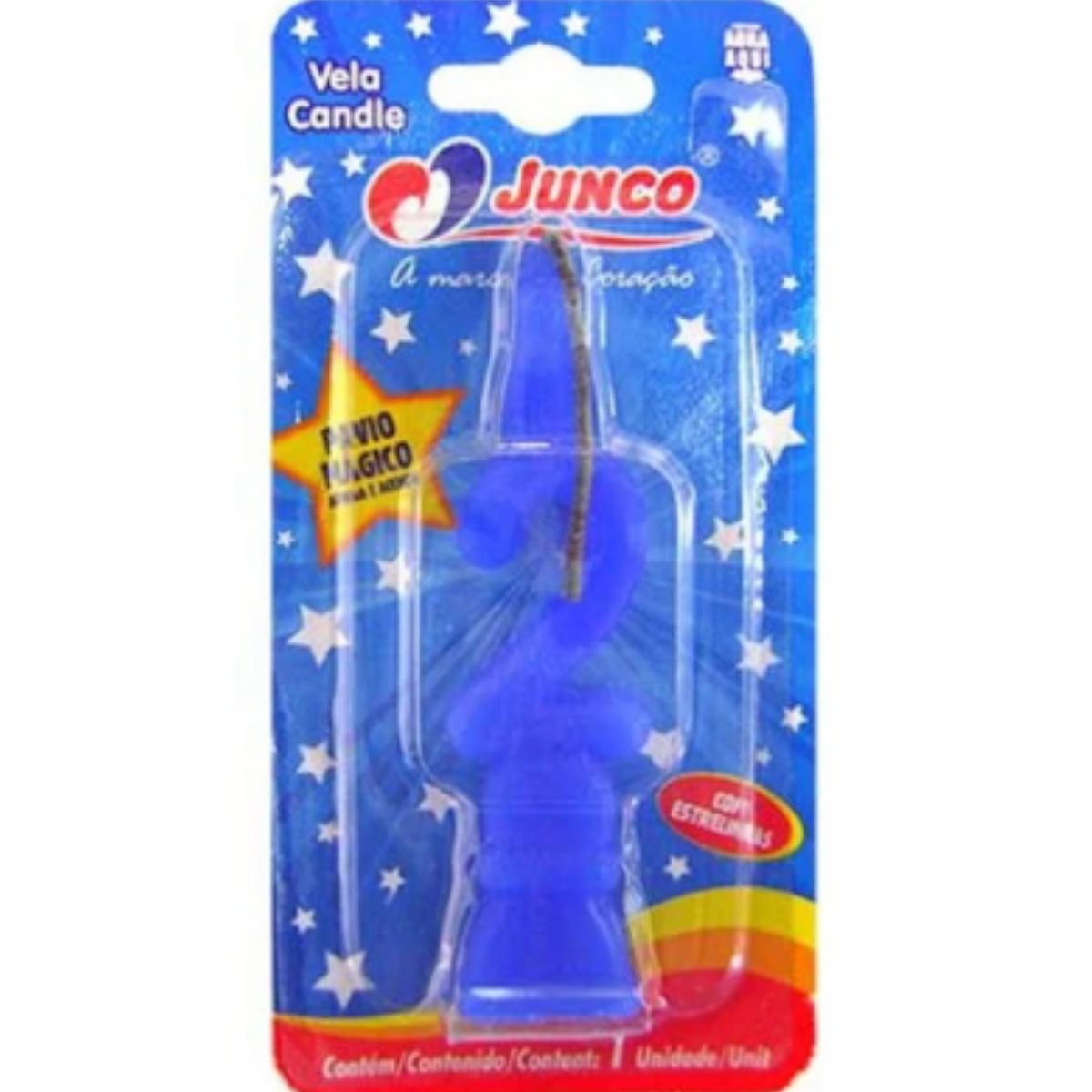 Vela De Aniversário  Número 2 Azul Junco