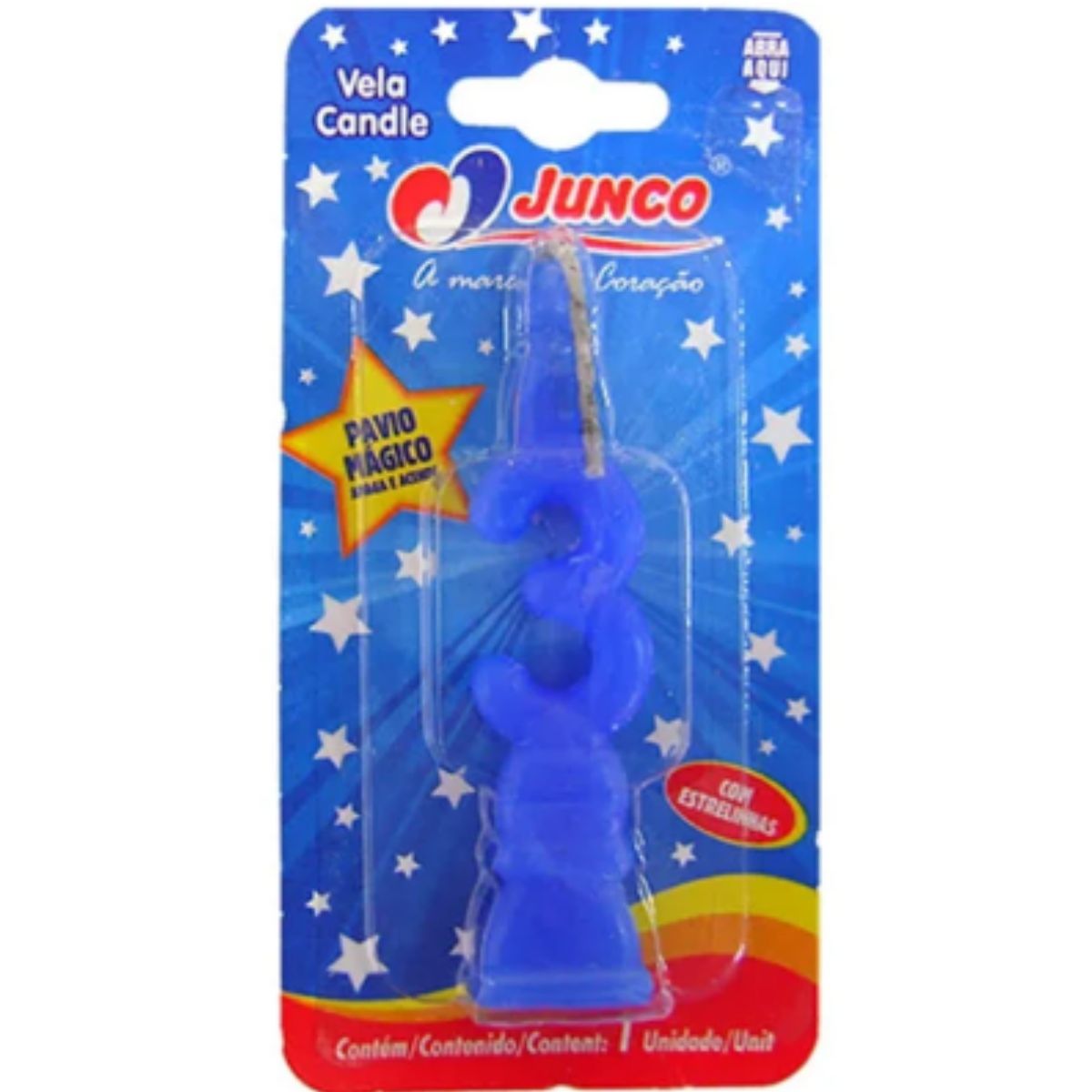 Vela De Aniversário  Número 3 Azul Junco