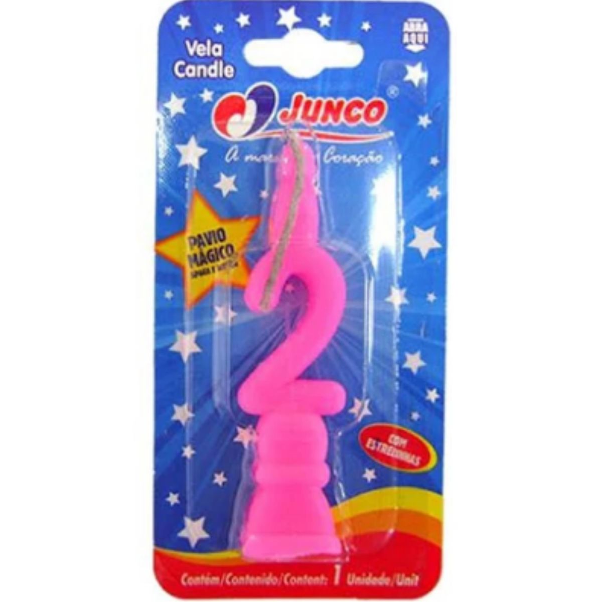 Vela De Aniversário  Número 2 Rosa Junco