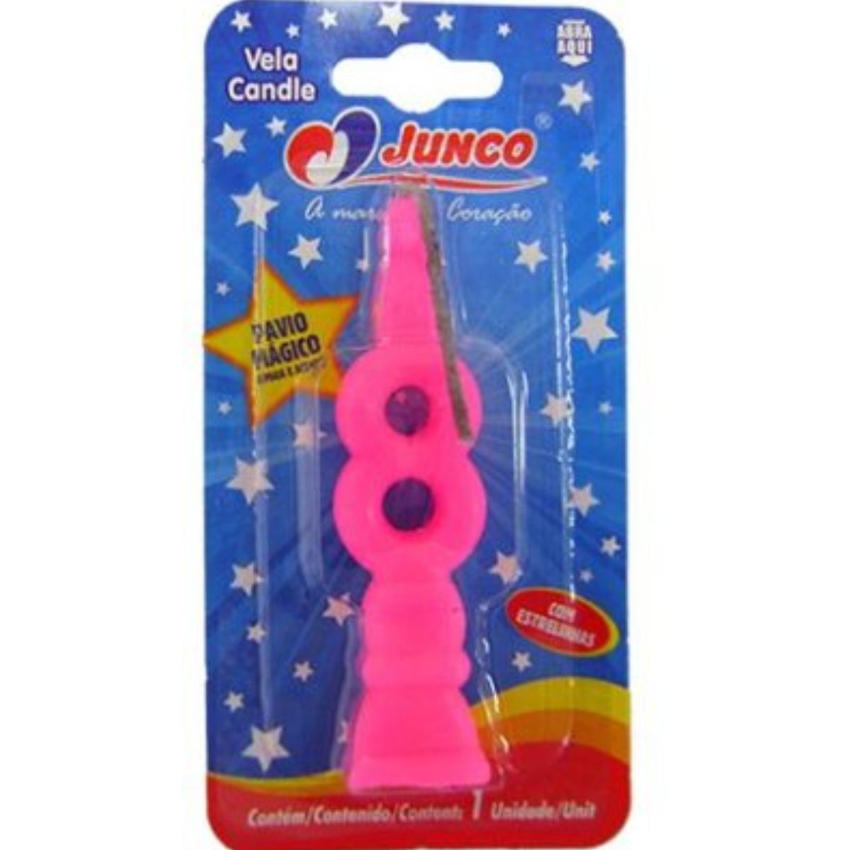Vela De Aniversário  Número 8 Rosa Junco