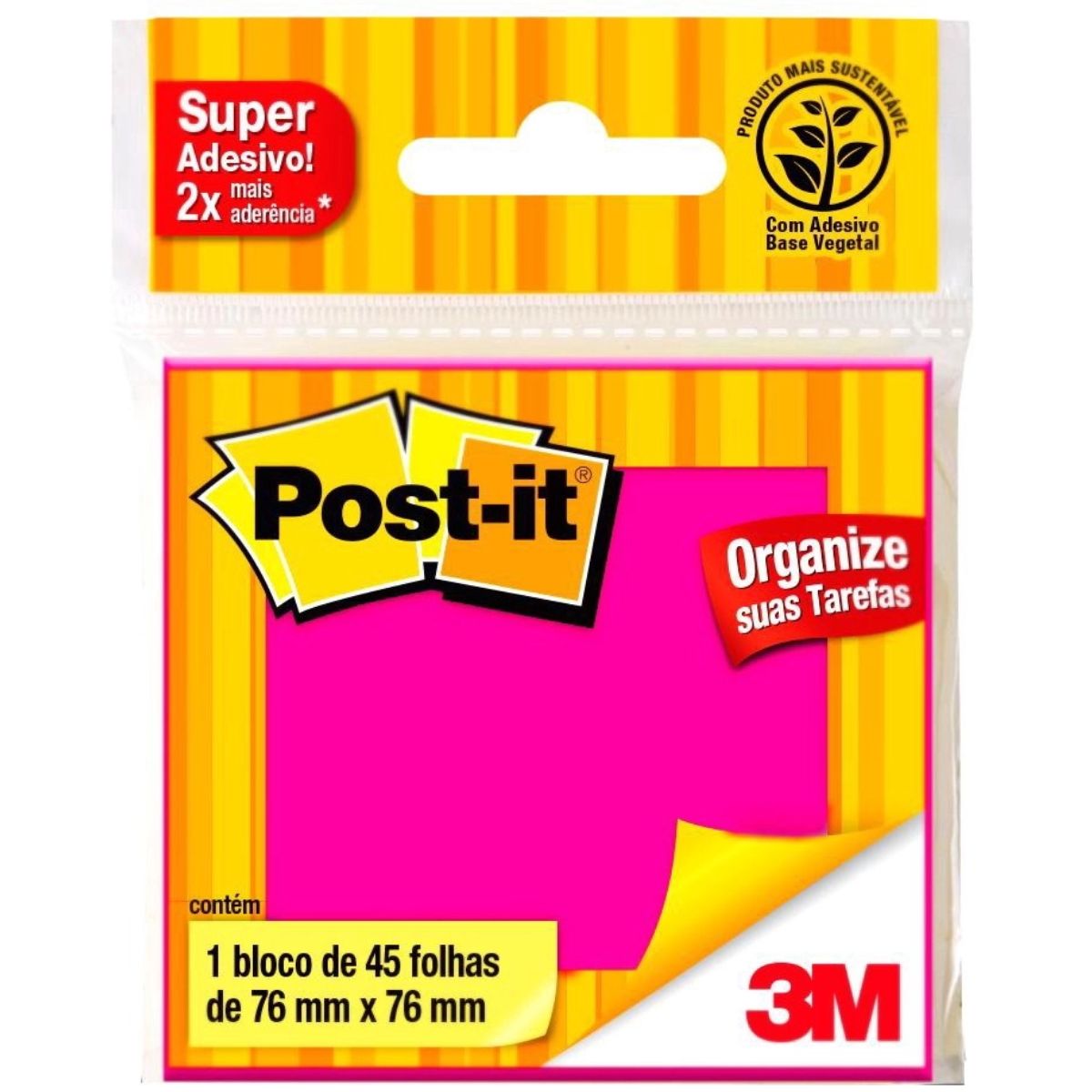 Bloco Adesivo Post-it 76x76 mm 3M Rosa 45 folhas