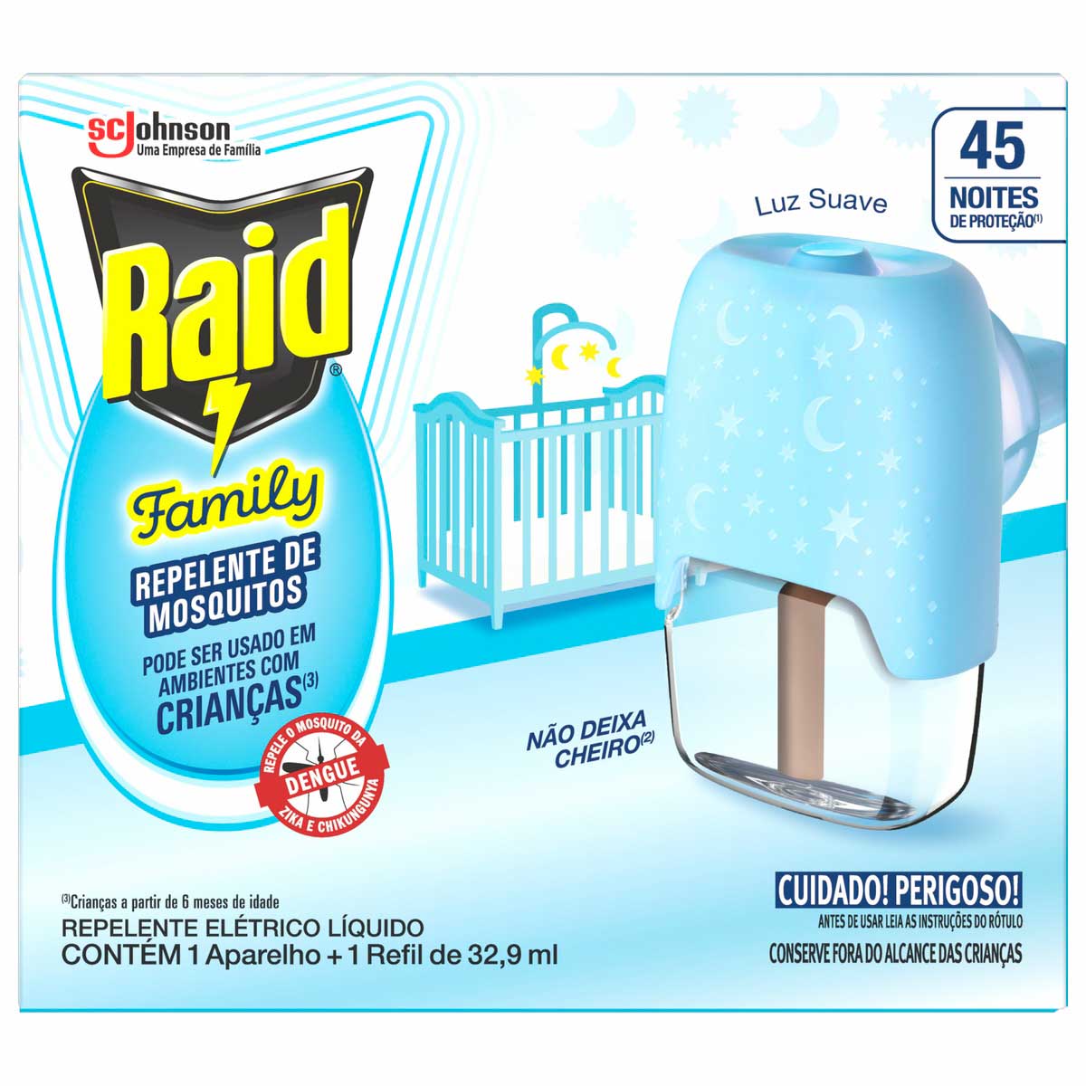 Repelente Elétrico Líquido Raid Family Aparelho e Refil de 32,9ml