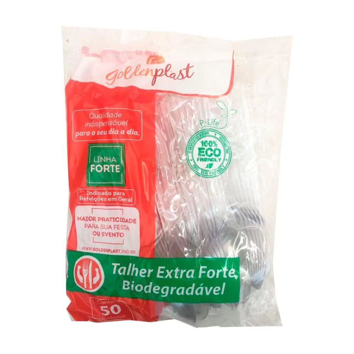 Colher Cristal Master GoldenPlast Extra Forte com 50 Unidades