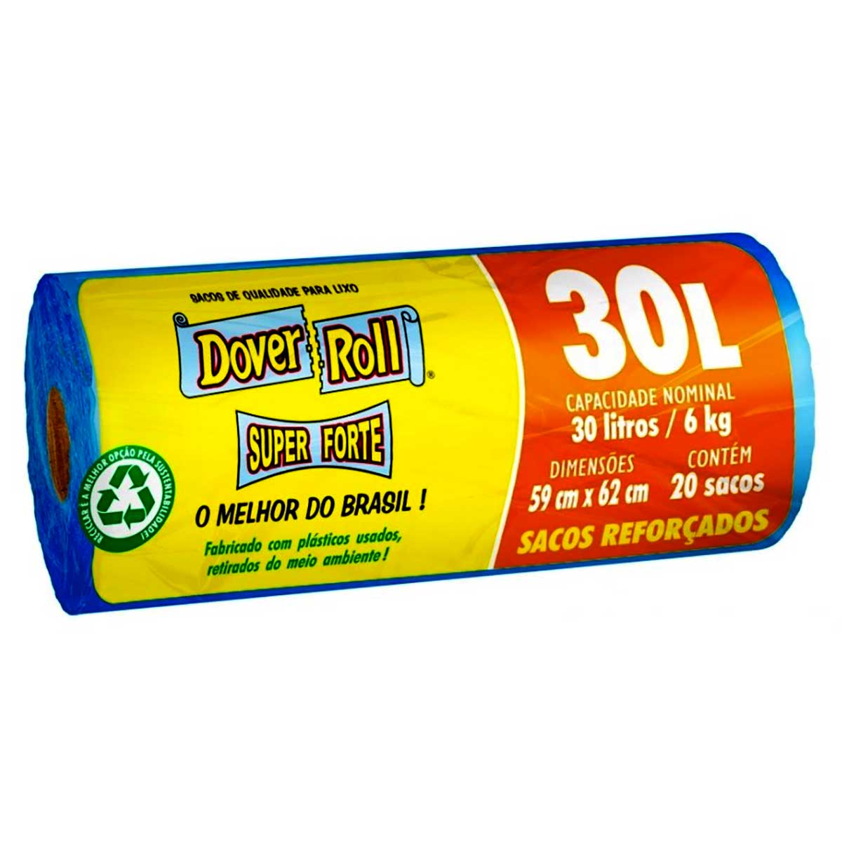 Saco de Lixo Dover Roll Super Forte Azul com 20 Unidades de 30 Litros