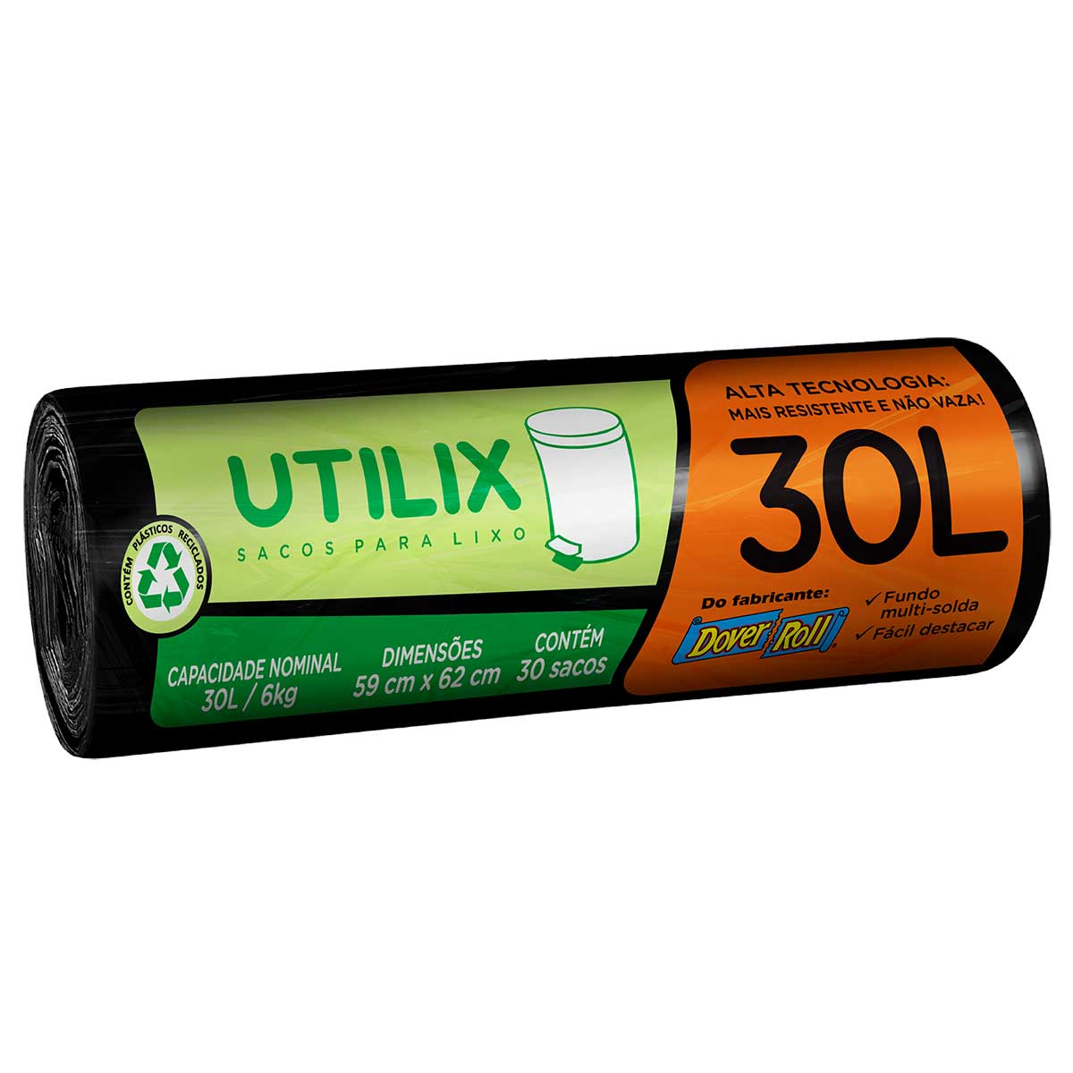 Saco de Lixo Utilix Preto com 30 Unidades de 30 Litros