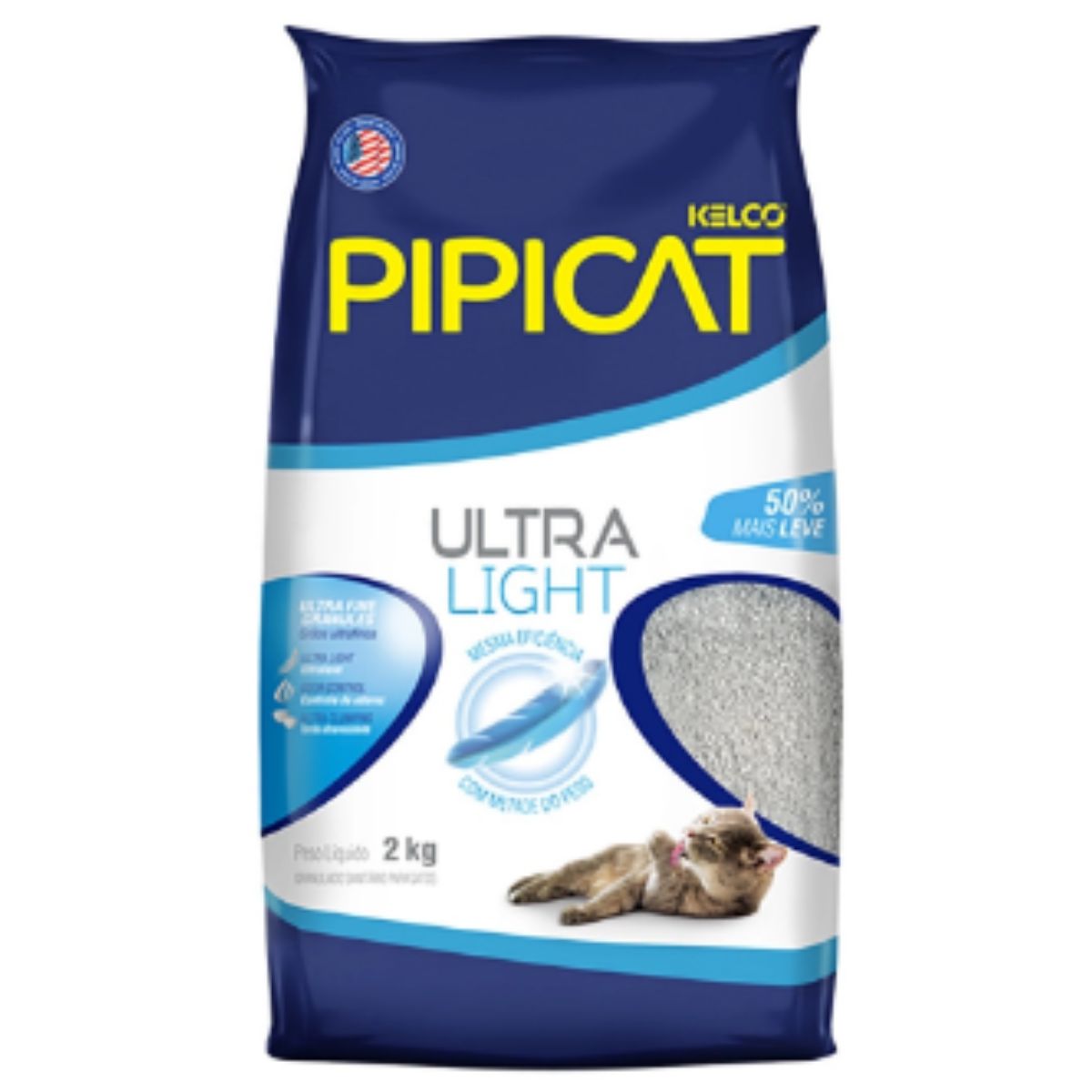 Areia Higiênica Pipicat Ultra Light para Gatos 2kg