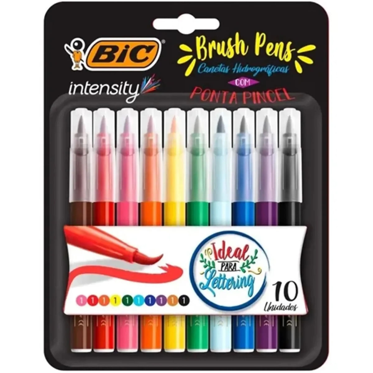 Kit Caneta Hidrográfica Bic Intensity Pincel com 10 Cores