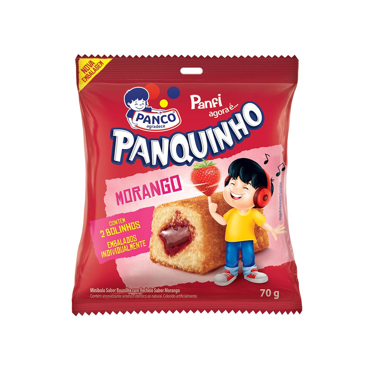 Mini Bolo de Morango Panco Panquinho 70g