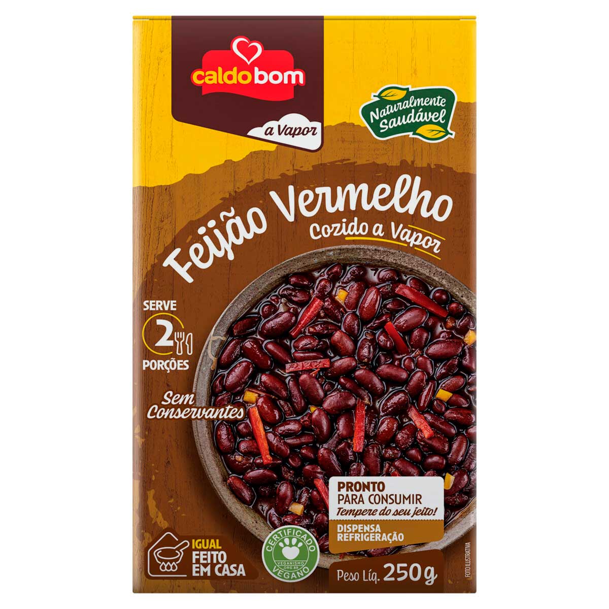 Feijão Vermelho Cozido no Vapor Caldo Bom 250g