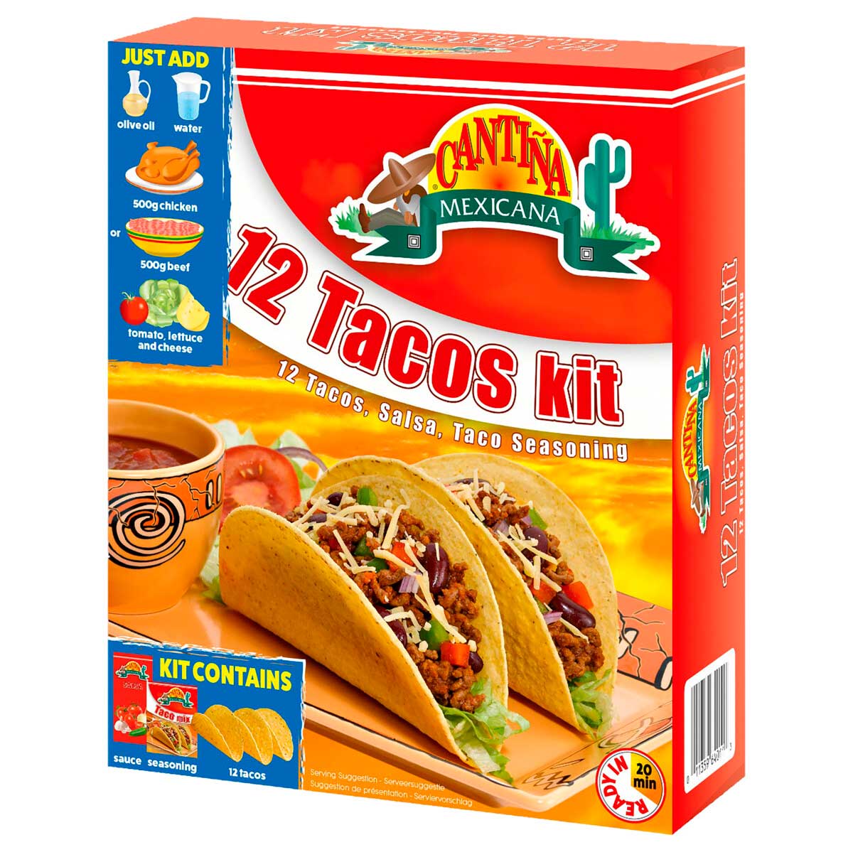 Kit Taco + Molho + Temperos Cantiña Mexicana 12 Unidades