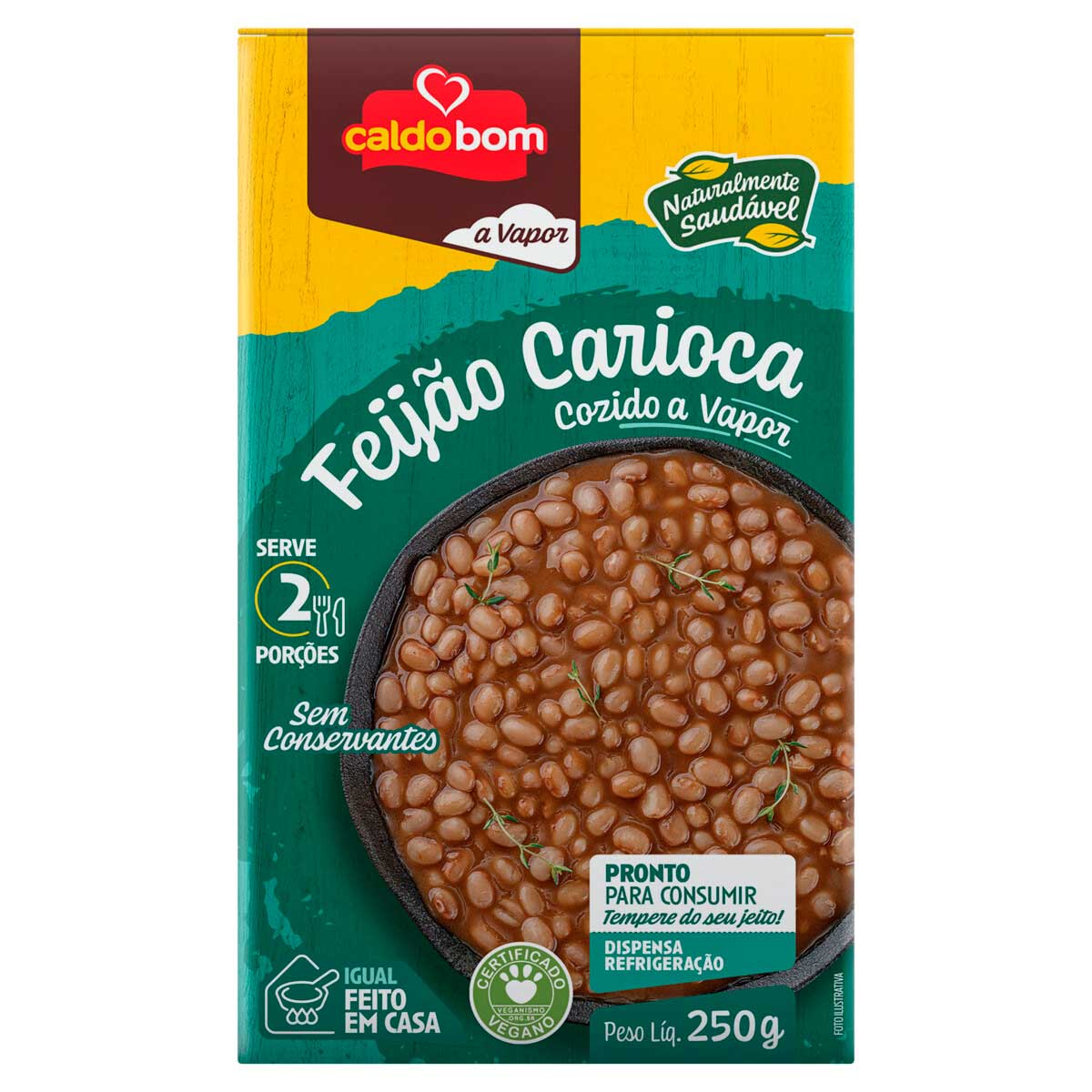 Feijão Carioca Cozido no Vapor Caldo Bom 250g