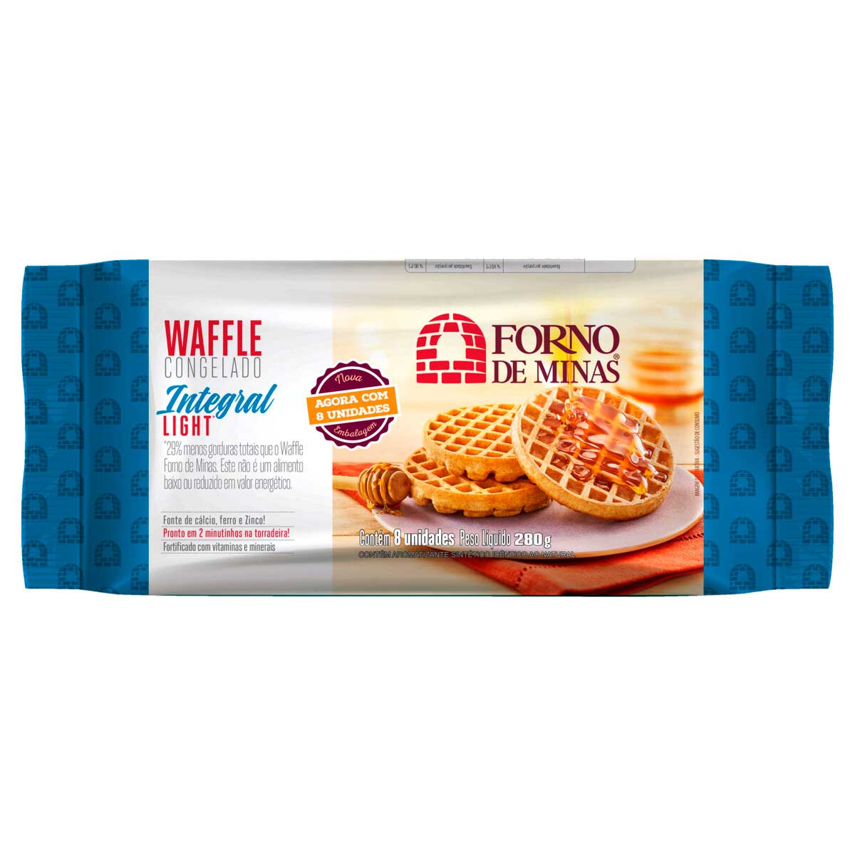 Waffle Congelado Integral Light Forno de Minas 280g 8 Unidades