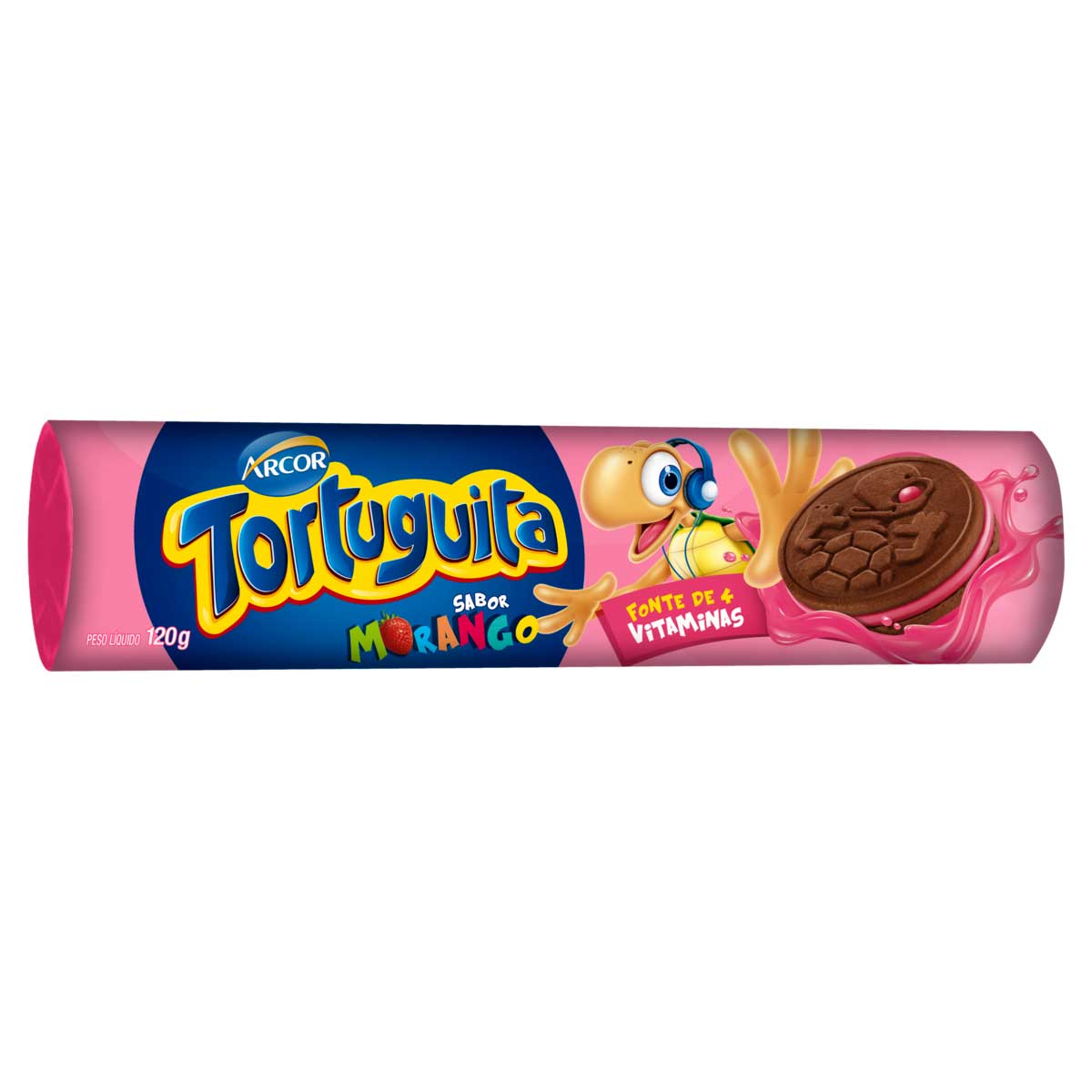 Biscoito Chocolate Recheio Morango Tortuguita 120g | Carrefour