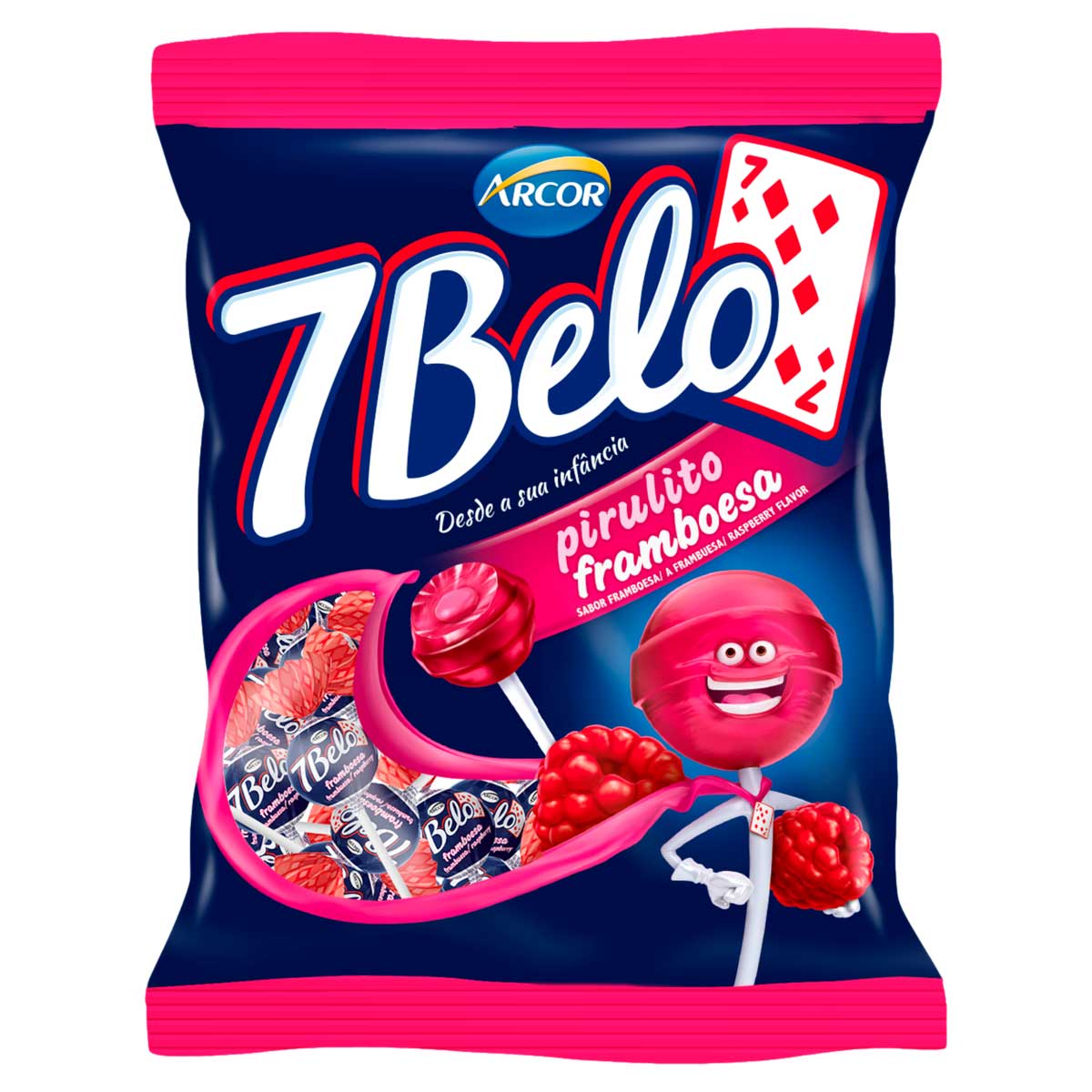 Pirulito Sabor Framboesa 7 Belo 500g