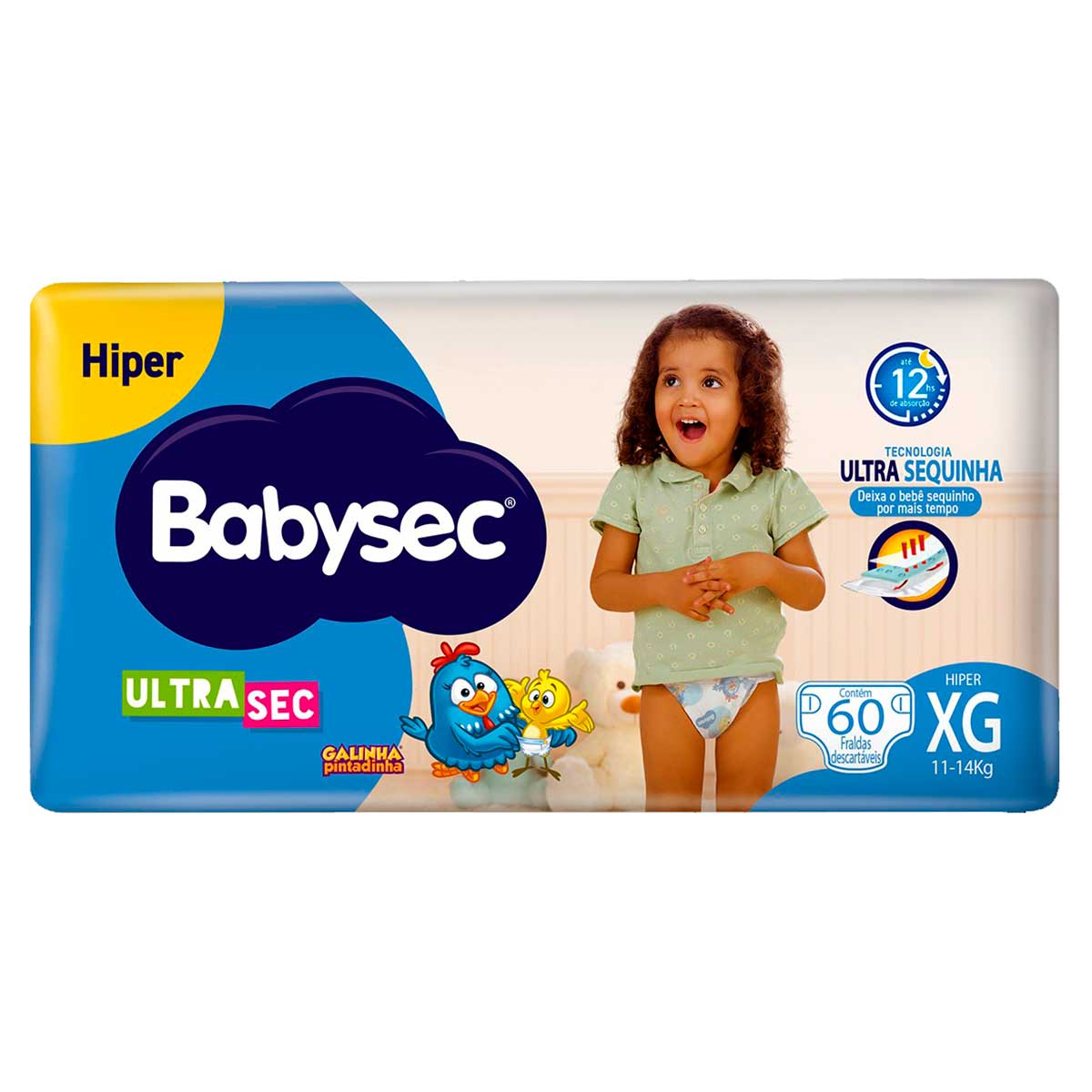 Fralda Descartável Babysec Ultra Hiper XG com 60 Unidades