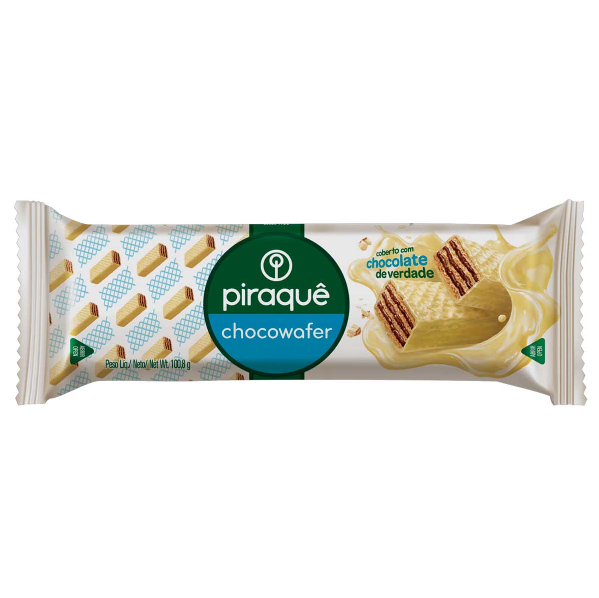 Wafer Recheado de Chocolate e Cobertura de Chocolate Branco Piraquê Chocowafer 100,8g
