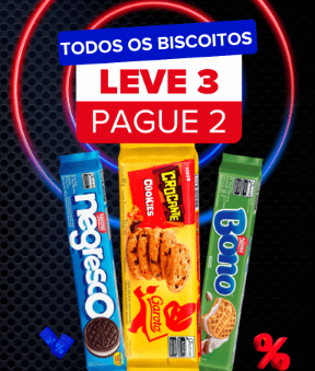FERIADÃO BLACK: Todos os biscoitos Leve 3 Pague 2