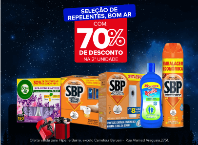 "SELEÇÃO DE REPELENTES, BOM AR com até 70% na 2ª "