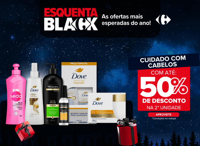 ESQUENTA BLACK: Cuidado com cabelos com até 50% off na 2a unidade
