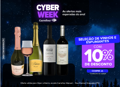 Seleção de vinhos e espumantes com 10% off